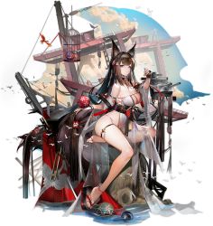 Rule 34 | 1girl, absurdly long hair, amagi (azur lane), amagi (wending waters serene lotus) (azur lane), animal ears, azur lane, ball, bare legs, bare shoulders, bikini, birdcage, black footwear, black hair, breasts, bug, cage, cleavage, crane (machine), detached sleeves, dragonfly, eyeshadow, fox ears, fox tail, full body, hair ornament, highres, insect, large breasts, liduke, long hair, looking at viewer, machinery, makeup, obi, official alternate costume, official art, parted lips, purple eyes, revealing clothes, sandals, sash, see-through, sitting, solo, string bikini, swimsuit, tail, thigh strap, thighs, transparent background, turret, very long hair, white bikini, zouri