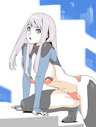 Rule 34 | 1girl, bad drawr id, bad id, black footwear, blue background, boots, breasts, character request, copyright request, francine (daijaemon), green eyes, grey hair, high heel boots, high heels, large breasts, long hair, looking at viewer, moon, nail polish, oekaki, open mouth, pasties, pink nails, purple hair, solo, teeth, thigh boots, two-tone background, upper teeth only, white background