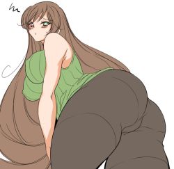 Rule 34 | 00s, 1girl, ass, blush, breasts, brown hair, curvy, green eyes, green shirt, heterochromia, huge ass, large breasts, long hair, plump, red eyes, rozen maiden, shirt, solo, suiseiseki, sweater, thick thighs, thighs, very long hair