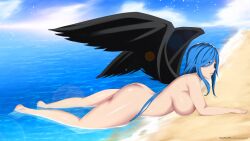 Rule 34 | absurdres, ass, blue hair, breasts, fallen angel, high school dxd, highres, kalawarner, large breasts, long hair, thick thighs, thighs