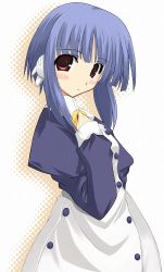 Rule 34 | 00s, 1girl, blue hair, blush, dress, expressionless, ilfa (to heart), naipeta, red eyes, robot ears, short hair, short hair with long locks, sidelocks, simple background, solo, to heart (series), to heart 2, white background, white dress