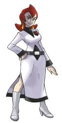 Rule 34 | 00s, 1girl, absurdres, ariana (pokemon), breasts, creatures (company), dress, female focus, full body, game freak, high heels, highres, jewelry, nintendo, official art, pokemon, pokemon hgss, solo, standing, team rocket, transparent background, turtleneck, unno takao, white dress