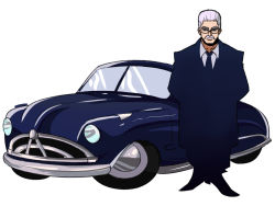 Rule 34 | 1boy, car, cars (movie), collared shirt, doc hudson, facial hair, formal, glasses, highres, hudson hornet, male focus, motor vehicle, mustache, necktie, old, old man, personification, serious, shirt, simple background, standing, suit, tina fate, vehicle focus, white background