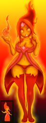 Rule 34 | adventure time, breasts, fire, flame princess, highres, long hair, long image, maniacpaint, oddmachine, red hair, tall image, wide hips, yellow eyes