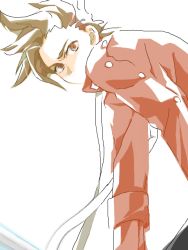 Rule 34 | 00s, 1boy, brown eyes, brown hair, buttons, lloyd irving, male focus, oekaki, short hair, simple background, solo, tales of (series), tales of symphonia, white background