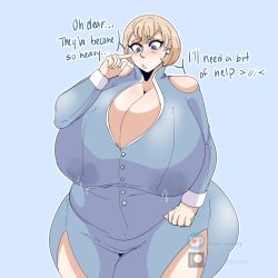 Rule 34 | 1girl, bluueygooey, breasts, cleavage, clothes, worried, earrings, fat, fire emblem, fire emblem: three houses, gigantic breasts, highres, jewelry, lactation, lactation through clothes, mercedes von martritz, milk, nintendo, plump, solo, tagme