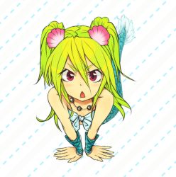 Rule 34 | 1girl, backslide, green hair, jewelry, mermaid, monster girl, muromi-san, namiuchigiwa no muromi-san, necklace, red eyes, seashell, shell, solo, twintails, two side up