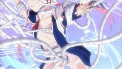 Rule 34 | 10s, 1girl, :o, animated, animated gif, assisted exposure, clarion, cyborg, doll joints, flat chest, frills, joints, koukaku no pandora, legs apart, lowres, pink hair, restrained, sexually suggestive, tentacles, twintails, undressing