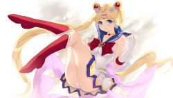 Rule 34 | 1girl, armpit crease, ass, bishoujo senshi sailor moon, blonde hair, blue eyes, blue sailor collar, boots, bow, breasts, brooch, cait aron, cameltoe, choker, circlet, collarbone, commentary, double bun, earrings, elbow gloves, english commentary, full body, gloves, hair intakes, hair ornament, heart, heart brooch, heart choker, highres, impossible clothes, impossible shirt, jewelry, knee boots, large breasts, long hair, looking at viewer, magical girl, microskirt, multicolored clothes, multicolored skirt, panties, red bow, red footwear, sailor collar, sailor moon, sailor senshi uniform, shirt, skirt, smile, solo, striped, symbol-only commentary, twintails, underwear, very long hair, white gloves, yellow choker