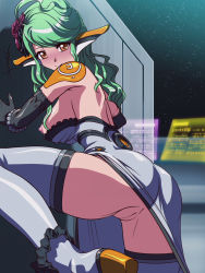 Rule 34 | 1girl, ass, blush, breasts, chelsea, gloves, green hair, highres, large breasts, nipples, phantasy star, phantasy star universe, pussy, sideboob, solo, tagme, thighhighs, thighs, uncensored