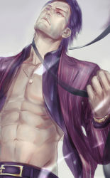 Rule 34 | 1boy, abs, akiyama shun, bare pectorals, belt, belt buckle, black belt, black eyes, black hair, black necktie, black shirt, buckle, chain, closed mouth, collarbone, collared shirt, commentary, dress shirt, facial hair, formal, gold chain, highres, holding, holding tie, jacket, jewelry, jujuju, long sleeves, looking away, male focus, navel, necklace, necktie, open clothes, open jacket, open shirt, pectorals, pinstripe pattern, red jacket, ryuu ga gotoku (series), sega, shirt, short hair, simple background, solo, stomach, striped clothes, striped jacket, stubble, suit, toned, toned male, unworn necktie, upper body, watch, white background, wristwatch