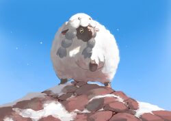 absurdres animal_focus closed_mouth commentary_request creatures_(company) day from_below game_freak gen_8_pokemon highres mt_yagi_shumi nintendo no_humans outdoors pokemon pokemon_(creature) sheep sky solo wooloo