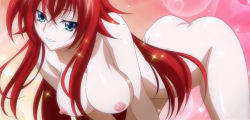 Rule 34 | 10s, 1girl, ass, bent over, blue eyes, breasts, completely nude, demon girl, high school dxd, large breasts, long hair, nipples, nude, red hair, rias gremory, screencap, smile, solo