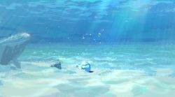 Rule 34 | air bubble, blue theme, bubble, creatures (company), dive ball, game freak, light rays, nintendo, no humans, poke ball, pokemon, sand, still life, underwater, water surface, zukki (suzukio)