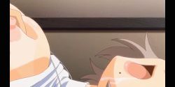 Rule 34 | 1boy, 1girl, animated, animated gif, apron, bent over, blue eyes, bottomless, bouncing breasts, breasts, brown hair, collaboration works, hetero, large breasts, lowres, sex, standing, tsugou no yoi sex friend?, vaginal, yanagi ryouko
