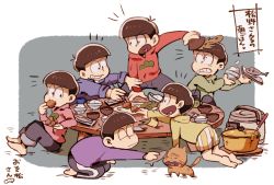 Rule 34 | 10s, 6+boys, amazou, black hair, bowl, boxers, brothers, cat, chopsticks, croquette, closed eyes, fish, heart, heart in mouth, hood, hoodie, male focus, male underwear, matching outfits, matsuno choromatsu, matsuno ichimatsu, matsuno jyushimatsu, matsuno karamatsu, matsuno osomatsu, matsuno todomatsu, multiple boys, osomatsu-kun, osomatsu-san, pot, rice, rice cooker, seiza, sextuplets, siblings, sitting, table, underwear