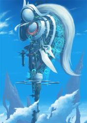 Rule 34 | 00s, ar tonelico, ar tonelico iii, blue theme, cloud, day, gust, hologram, mountain, nagi ryou, no humans, official art, outdoors, scenery, sky, tower