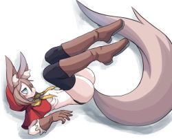 Rule 34 | 1girl, 4138, animal ears, ass, bags under eyes, boots, female focus, gloves, original, simple background, solo, tail, white background