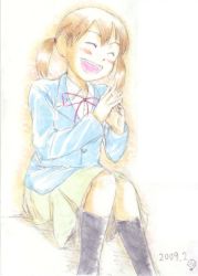 Rule 34 | 1girl, brown hair, hourou musuko, sasa kanako, school uniform, smile