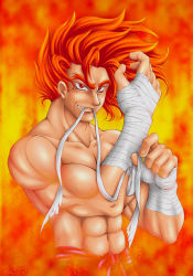 Rule 34 | highres, kazama kazuki, male focus, orange hair, red eyes, samurai spirits, smile, snk