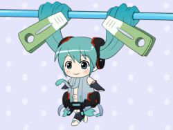 Rule 34 | animated, animated gif, aqua eyes, aqua hair, chibi, clothes pin, clothesline, hatsune miku, hatsune miku (append), long hair, mameshiba (pixiv 59310), navel, outie navel, smile, solo, twintails, very long hair, vocaloid, vocaloid append
