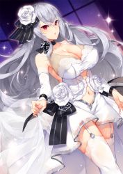 Rule 34 | 1girl, alternate costume, armpits, artist request, azur lane, bad id, bad pixiv id, blurry, blurry background, blush, breasts, bridal veil, bride, church, cleavage, cowboy shot, dress, elbow gloves, floating hair, flower, garter straps, gloves, graf zeppelin (azur lane), hair between eyes, highres, jewelry, lace, lace-trimmed legwear, lace trim, large breasts, light particles, long hair, looking at viewer, messy hair, night, open mouth, petals, red eyes, ring, rose, sidelocks, silver hair, sky, smile, sparkle, star (sky), starry sky, thighhighs, thighs, tiara, transparent, veil, wedding dress, wedding ring, white dress, white flower, white gloves, white rose, white thighhighs