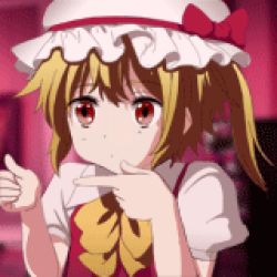 Rule 34 | 10s, 1girl, animated, animated gif, chuunibyou demo koi ga shitai!, female focus, flandre scarlet, hat, lowres, parody, red eyes, solo, sparkling daydream, touhou