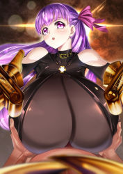 Rule 34 | 1boy, 1girl, breasts, claws, commentary request, fate (series), gauntlets, gigantic breasts, hetero, highres, huge breasts, imaani, long hair, open mouth, paizuri, passionlip (fate), penis, solo focus