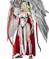 Rule 34 | 1girl, animal, armor, bird, braid, breasts, cape, choker, circlet, cleavage, collarbone, dress, earrings, feet, female focus, fire emblem, fire emblem heroes, full body, gauntlets, green hair, grey eyes, highres, holding, holding polearm, holding spear, holding weapon, jewelry, kozaki yuusuke, long hair, looking at viewer, medium breasts, mole, mole under eye, muscular, muscular female, nintendo, nott (fire emblem), official art, pelvic curtain, polearm, shoulder armor, sleeveless, sleeveless dress, smile, solo, spear, standing, thighs, toeless footwear, toes, transparent background, weapon, white dress