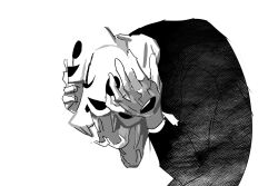 Rule 34 | 1boy, black coat, coat, extra faces, hole in hand, hole on body, hollow eyes, hollow mouth, leaning forward, long sleeves, open mouth, simple background, smile, undertale, upper body, w.d. gaster, white background, yunsan wu xiao