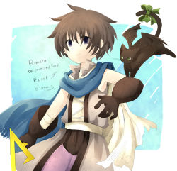 Rule 34 | blue scarf, brown eyes, brown hair, ecthel (riviera), holding, holding sword, holding weapon, riviera, scarf, sword, weapon