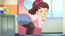 Rule 34 | 10s, 1girl, animated, animated gif, ass, ass shake, brown hair, child, closed eyes, kodama fumika, looping animation, lowres, ponytail, shorts, solo, youkai watch