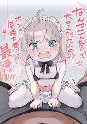 Rule 34 | 2boys, @ @, ahoge, angry, anon, apron, barefoot, bikini, bikini top only, black bikini, black bow, black bowtie, black male underwear, blonde hair, blue eyes, blush, bow, bowtie, chibi, chibi inset, commentary request, covered erect nipples, detached collar, dot nose, embarrassed, fate/grand order, fate (series), furrowed brow, highres, legs apart, maid, maid headdress, male focus, male underwear, medium hair, multiple boys, navel, oberon (fate), open mouth, sausu hitori, sitting, sitting on lap, sitting on person, solo focus, speech bubble, spread legs, sweatdrop, swimsuit, tagme, tearing up, teeth, translation request, trap, underwear, upper teeth only, white apron, white headdress, yaoi