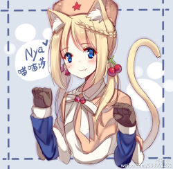 Rule 34 | animal ears, blonde hair, blue eyes, cat ears, cat tail, chinese commentary, ppsh-41 (girls&#039; frontline), tail