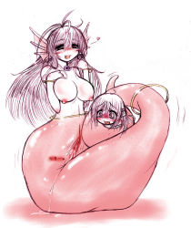 Rule 34 | animal ears, artist request, asphyxiation, blush, breasts, constriction, lamia, long hair, monster girl, mouse (animal), mouse ears, navel, nipples, nude, open mouth, pussy, pussy juice, scared, sketch, snake, tail, tears, unbirthing, uncensored
