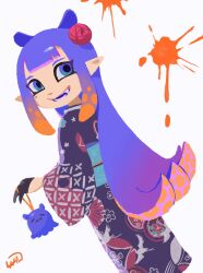 Rule 34 | blue eyes, blue hair, flower, hair flower, hair ornament, highres, hololive, hololive english, ink splatter, laaaw444, ninomae ina&#039;nis, nintendo, octoling, octoling girl, octoling player character, pointy ears, signature, splatoon (series), takodachi (ninomae ina&#039;nis), tentacle hair, virtual youtuber