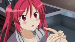Rule 34 | 1girl, animated, animated gif, blush, cthugha (nyaruko-san), finger in another&#039;s mouth, finger sucking, haiyore! nyaruko-san, lowres, red eyes, red hair, twintails