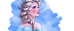 Rule 34 | 1girl, absurdres, bare shoulders, blonde hair, blue eyes, braid, crying, crying with eyes open, elsa (frozen), eyeshadow, frozen (disney), hair ornament, hair over shoulder, highres, ice crystal, lips, lipstick, long hair, makeup, nose, single braid, sketch, solo, tears, tholia bentz, upper body
