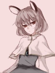 Rule 34 | 1girl, :&lt;, animal ears, capelet, female focus, frown, grey background, jewelry, jitome, long sleeves, looking at viewer, mouse ears, nazrin, pendant, red eyes, shiren, shiren (monochrome structure), short hair, silver hair, simple background, sketch, solo, touhou, upper body