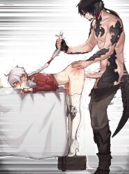 Rule 34 | 1boy, 1girl, ahegao, ahoge, alisaie leveilleur, ass grab, au ra, au ra xaela, bent over, blush, boots, braid, braided ponytail, clothed sex, cum, cum in pussy, cum on floor, cum overflow, elezen, elf, final fantasy, final fantasy xiv, fingerless gloves, glasses, gloves, grabbing another&#039;s ass, grabbing another&#039;s hair, hair pulled back, heels, hetero, highres, large penis, meolucky147, penis, piercing, pointy ears, ranier layarte, red gloves, sex, sex from behind, size difference, spanked, spanked mark, standing, standing sex, stool, table, thigh boots, tiptoes, uncensored, white footwear, white hair