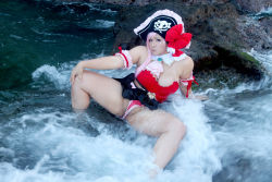 Rule 34 | 1girl, breasts, captain liliana, captain liliana (cosplay), chouzuki maryou, cosplay, hat, large breasts, photo (medium), pink hair, pirate, pirate hat, plump, purple eyes, queen&#039;s blade, queen&#039;s blade rebellion