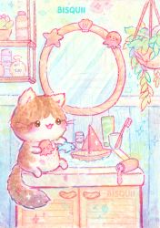 Rule 34 | :3, :d, animal, animal focus, artist name, bathroom, bisquii, blush, boat, bubble, cat, chibi, kitten, leaf, mirror, no humans, octopus, open mouth, original, painting (medium), pastel colors, plant, reflection, sailboat, seashell, shampoo bottle, shark, shell, sink, smile, sparkle, starfish, toothbrush, toothpaste, toy, traditional media, watercolor (medium), watercraft