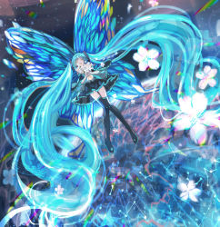 Rule 34 | 1girl, 7th dragon (series), 7th dragon 2020, aqua eyes, aqua hair, artist request, bare shoulders, black footwear, black skirt, black thighhighs, blue eyes, blue hair, blue necktie, blush, boots, bug, butterfly, butterfly wings, closed eyes, detached sleeves, female focus, flat chest, flower, green eyes, green hair, hair ornament, hatsune miku, headphones, headset, heart, high heel boots, high heels, highres, insect, insect wings, long hair, looking at viewer, matching hair/eyes, microphone, music, necktie, neon trim, open mouth, pleated skirt, ribbon, ryu shou, shirt, singing, skirt, sleeveless, sleeveless shirt, smile, solo, tattoo, thigh boots, thighhighs, twintails, very long hair, vocaloid, white shirt, wide sleeves, wings, zettai ryouiki