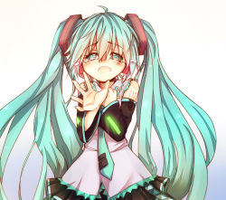 Rule 34 | 1girl, 2011 sendai earthquake and tsunami, aqua eyes, aqua hair, detached sleeves, hand on another&#039;s chest, hand on own chest, hatsune miku, headphones, long hair, necktie, open mouth, solo, tears, twintails, very long hair, vocaloid, zuoweisaib
