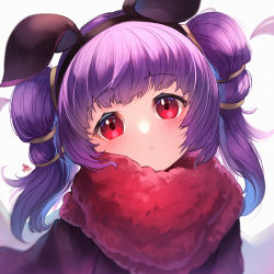 Rule 34 | 1girl, animal ears, closed mouth, fake animal ears, fire emblem, fire emblem: the sacred stones, fire emblem heroes, halloween costume, highres, multi-tied hair, myrrh (fire emblem), nakabayashi zun, nintendo, portrait, purple hair, red eyes, simple background, solo, twintails, upper body, white background