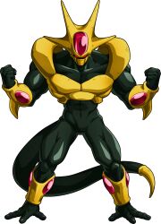 Rule 34 | 1boy, absurdres, alien, alternate form, armor, aura, black skin, clenched hand, clenched hands, colored skin, cooler (dragon ball), debris, dragon ball, dragon ball fighterz, dragonball z, full body, highres, muscular, no humans, official art, record, red eyes, solo, tail