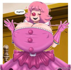 Rule 34 | 1girl, absurdres, ace attorney, breasts, clown, clown girl, geiru toneido, highres, huge breasts, solo