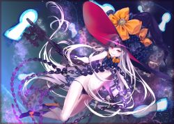 Rule 34 | 1girl, abigail williams (fate), abigail williams (third ascension) (fate), black bow, black gloves, black hat, black panties, black socks, bow, commentary request, elbow gloves, fate/grand order, fate (series), full body, gloves, grin, hat, hat bow, highres, holding, holding key, key, keyhole, kneehighs, long hair, looking at viewer, navel, orange bow, pale skin, panties, parted bangs, print bow, red eyes, revealing clothes, sharp teeth, skull print, smile, socks, solo, star (symbol), star print, suction cups, tautiki, teeth, tentacles, topless, underwear, very long hair, white hair, witch hat