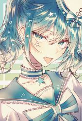 Rule 34 | 1girl, alternate costume, blue eyes, blue hair, choker, close-up, frilled choker, frills, ggatip, hatsune miku, highres, looking at viewer, portrait, sailor collar, solo, tongue, tongue out, twintails, vocaloid