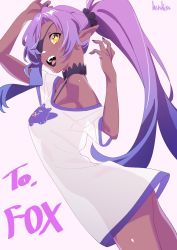 Rule 34 | + +, 1girl, artist name, breasts, choker, commission, cowboy shot, dark-skinned female, dark skin, dutch angle, eyepatch, fangs, fox (shunao), from side, henken, highres, long hair, looking at viewer, nail polish, off-shoulder shirt, off shoulder, original, pink background, pointy ears, ponytail, see-through silhouette, shirt, simple background, skeb commission, small breasts, solo, very long hair, yellow eyes